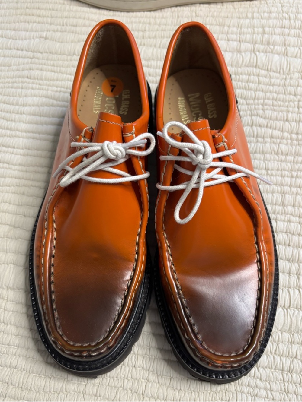 G.H. Bass & Co. Orange Burnished Leather Lace-ups